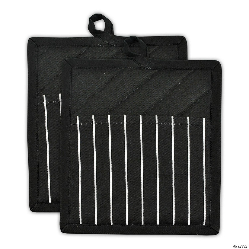 Black Chef Stripe Potholder (Set Of 2) Image