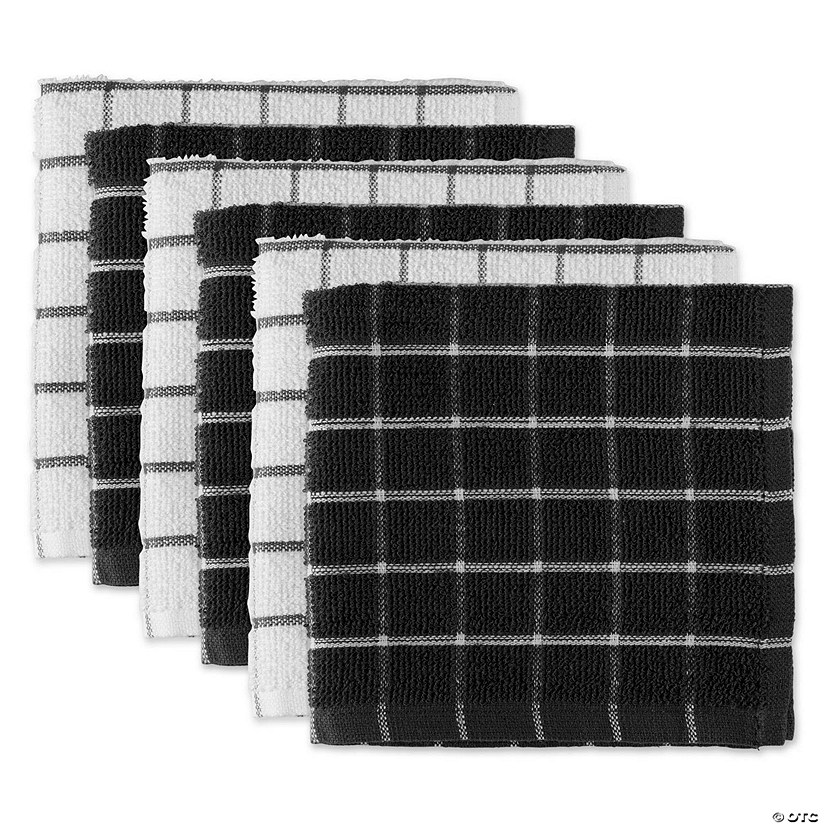 Black Combo Windowpane Dishcloth (Set Of 6) Image