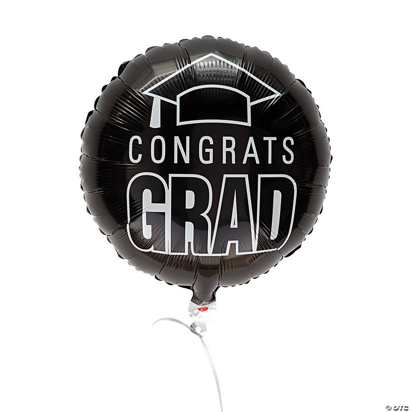 Black Congrats Grad 18" Mylar Balloons - 3 Pc. Image