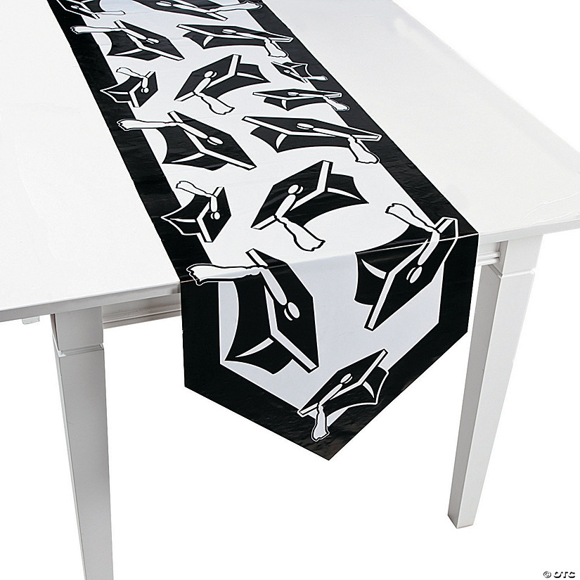 Black Congrats Grad Paper Table Runner