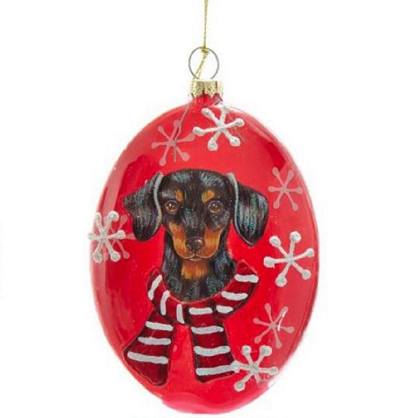 Black Dachshund Dog Christmas Disc Ornament 4 inch New Image