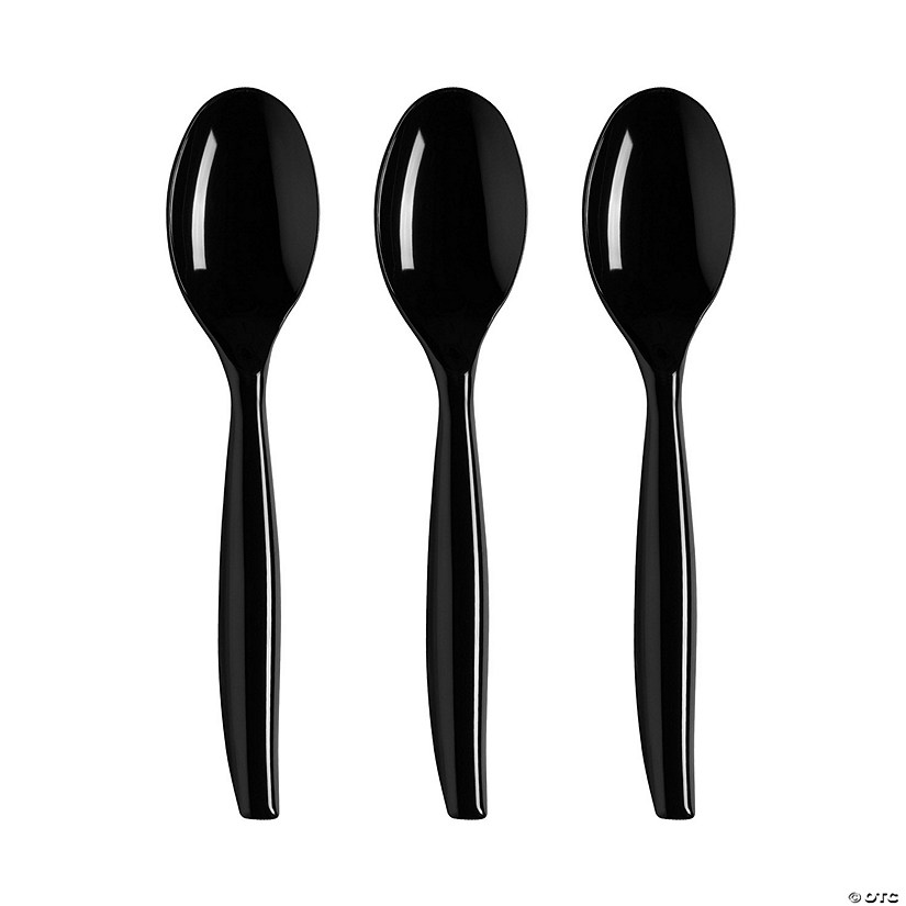 Black Disposable Plastic Serving Spoons - 150 Spoons Image