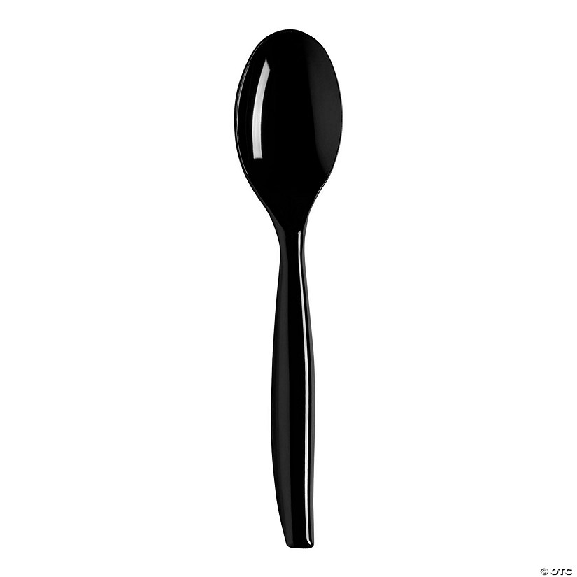 Black Disposable Plastic Serving Spoons - (75 Spoons) Image