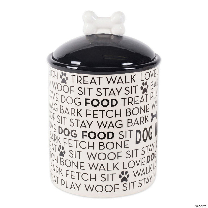 Black Dog Text Ceramic Medium Pet Canister Image