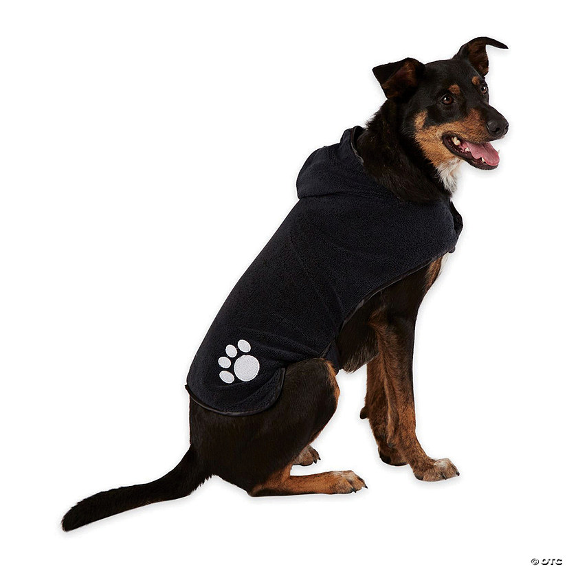 Black Embroidered Paw Medium Pet Robe Image