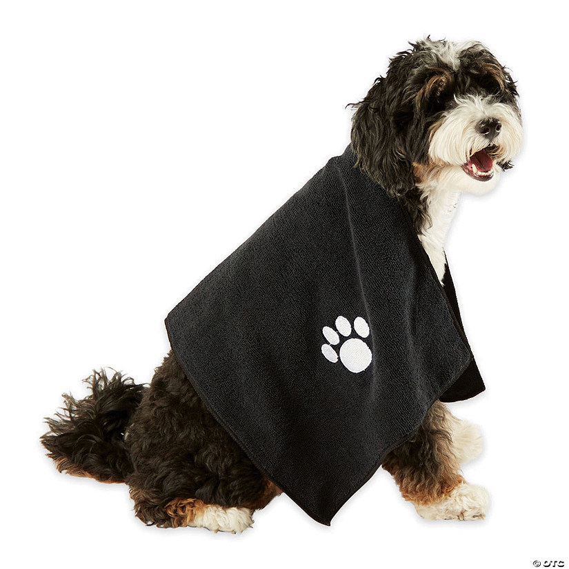 Black Embroidered Paw Small Pet Towel (Set Of 3) Image