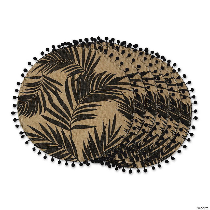 Black Fern Print On Natural Round Jute Placemat (Set Of 6) Image