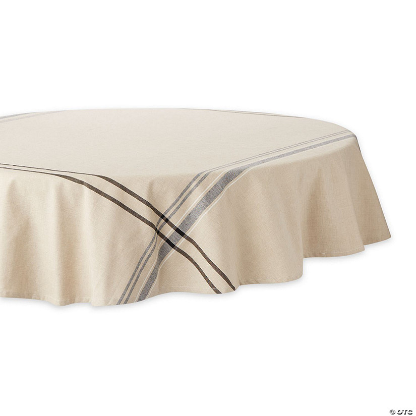 Black French Stripe Tablecloth 70 Round Image