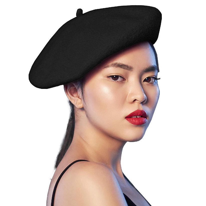 Black French Style Beret - Women's Classic Beret Hat For Casual Use - 1 Piece Image