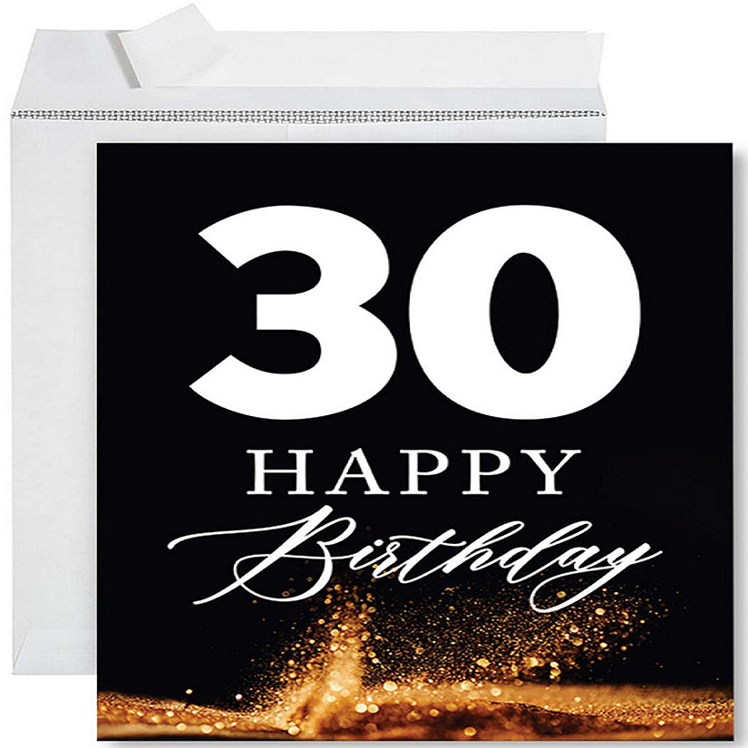 Black Glitter 30th Jumbo Card 8.5x11IN Image