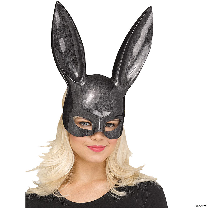 Black Glitter Bunny Mask Image