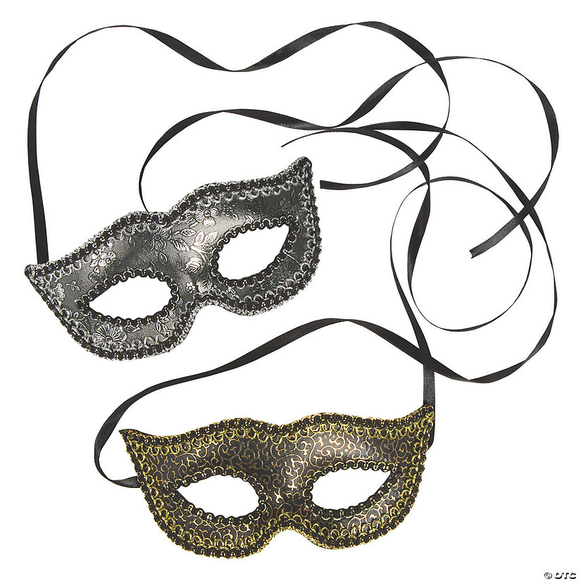 Black, Gold & Silver Masquerade Masks- 12 Pc. Image