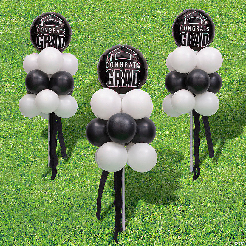 Black Graduation Balloon Yard Stake Topiary Kit - 55 Pc. Image