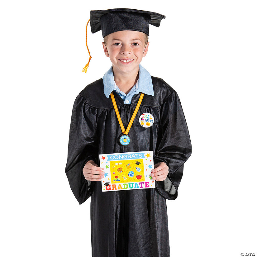 Black Graduation Gown & Cap Set with Awards for 12 Image