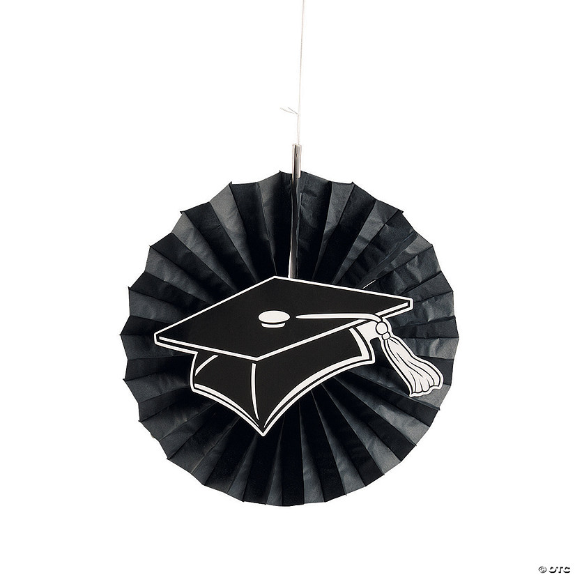 Black Graduation Hanging Fans with Icons - Less Than Perfect - 12 Pc. Image