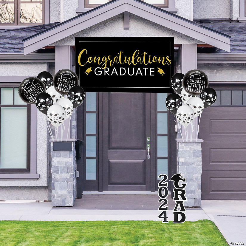 Black Graduation Outdoor Decorating Kit - 30 Pc. Image