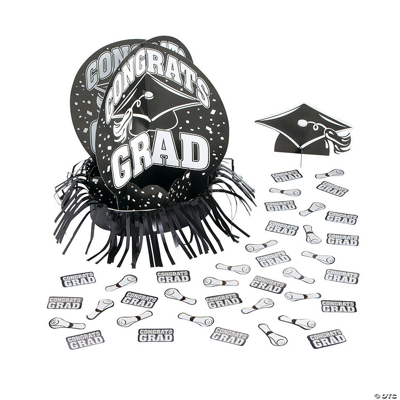 Black Graduation Party Table Decorating Kit - 23 Pc. Image
