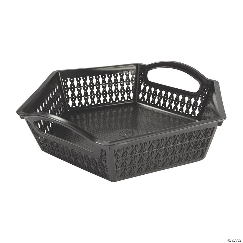 Black Hexagon Woven Storage Baskets with Handles | Oriental Trading
