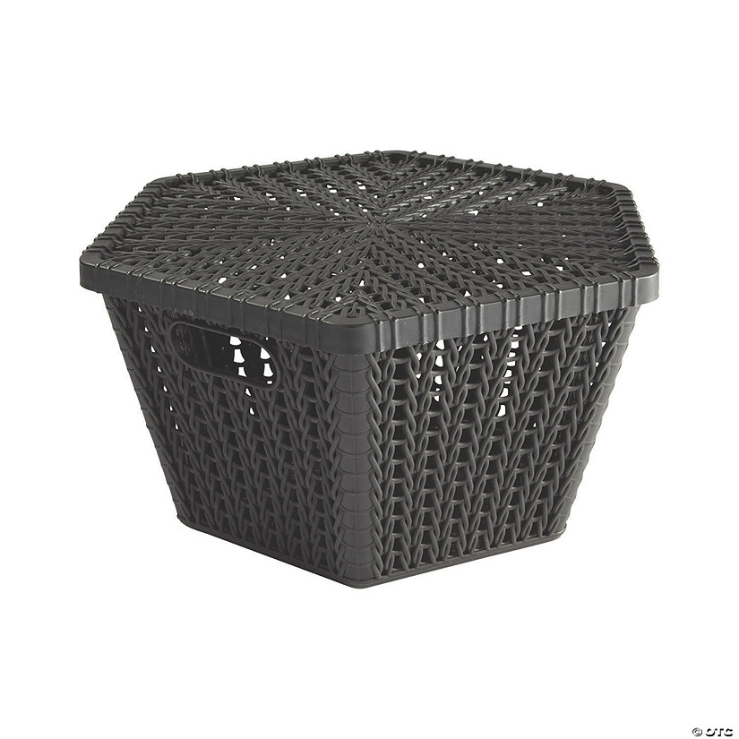 Black Hexagon Woven Storage Baskets with Lid- 4 Pc. Image