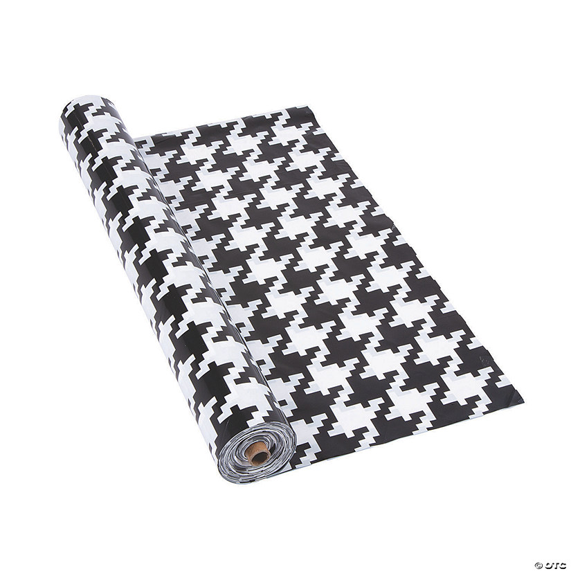 Black Houndstooth Plastic Tablecloth Roll Image