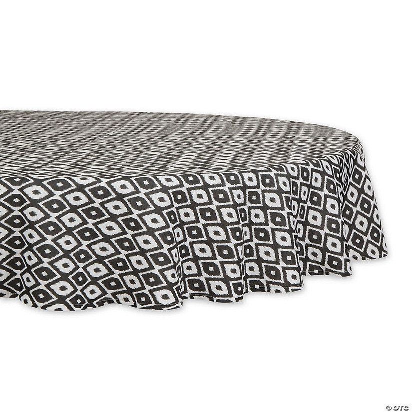 Black Ikat Outdoor Tablecloth 60 Round Image