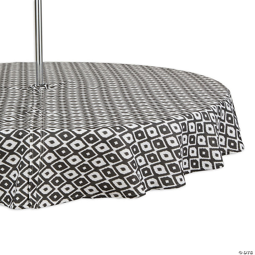 Black Ikat Outdoor Tablecloth With Zipper 60 Round Image