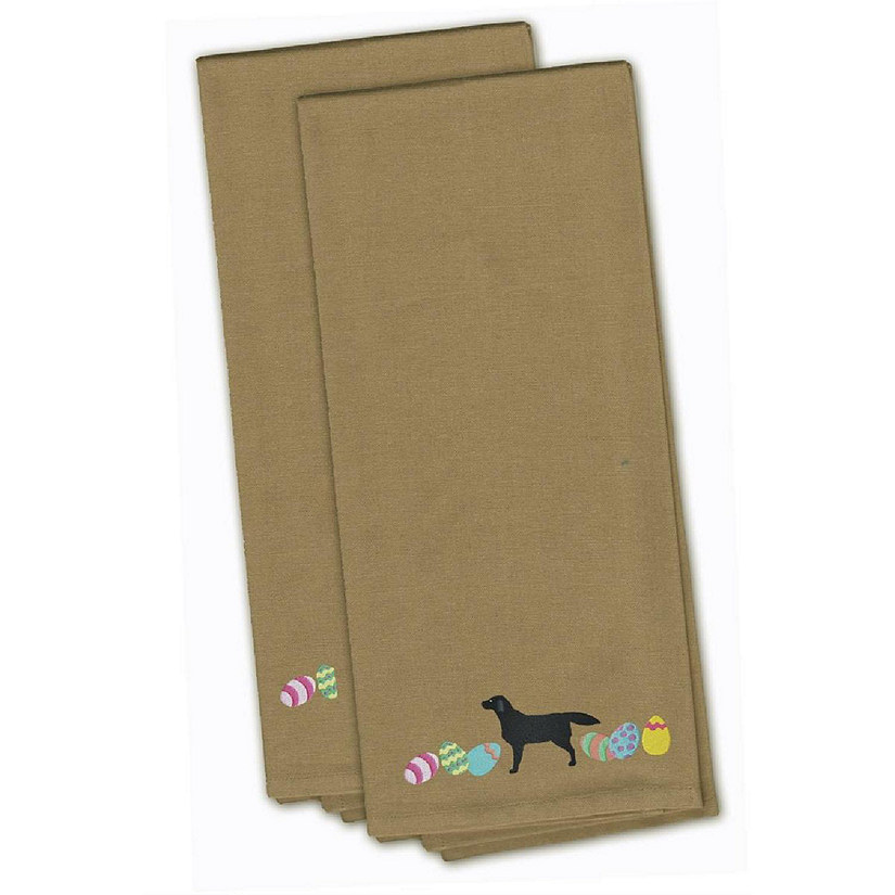 Black Labrador Retriever Easter Tan Embroidered Kitchen Towel - Set of 2 Image