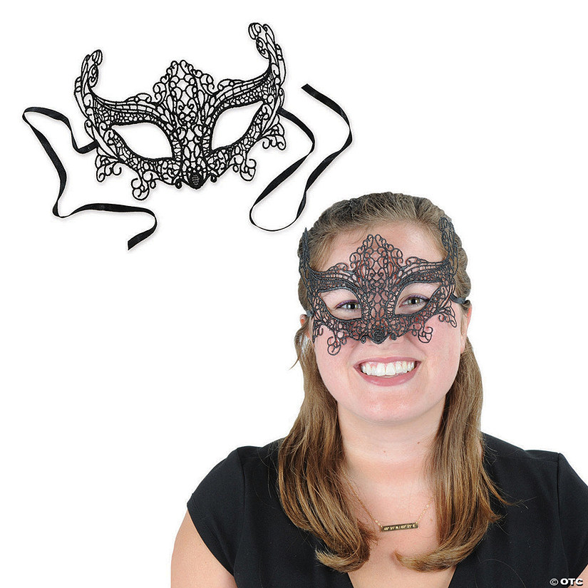 Black Lace Half Masquerade Mask Image