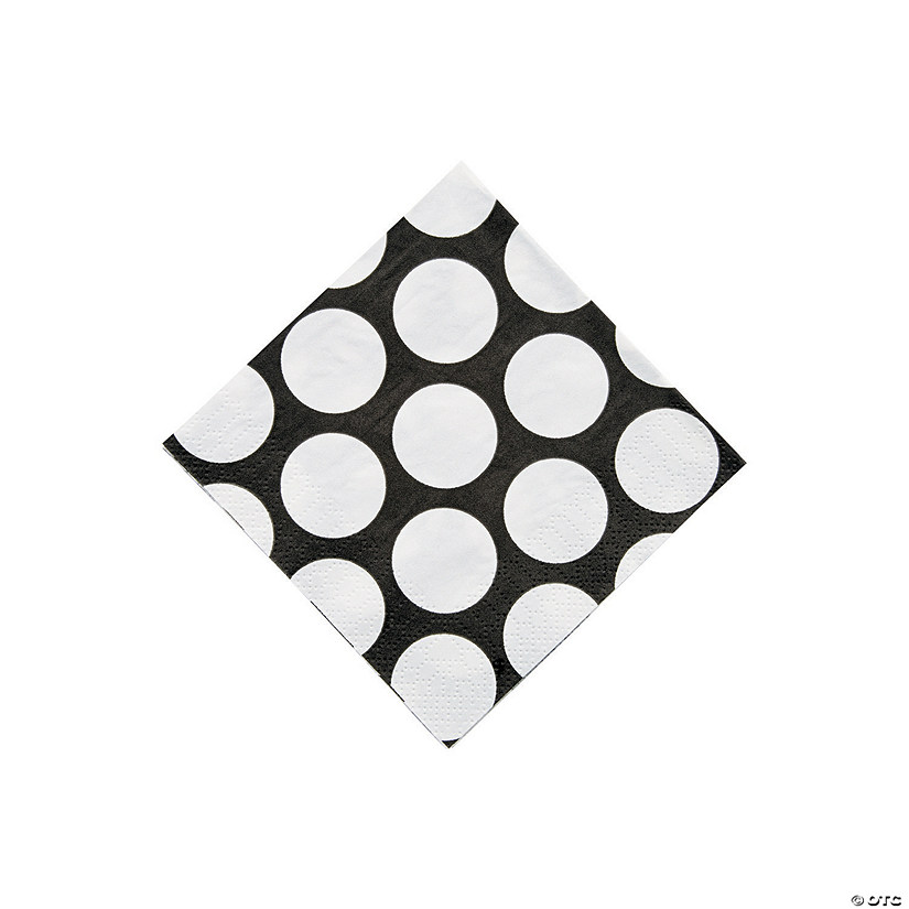 Black Large Polka Dot Beverage Napkins Image