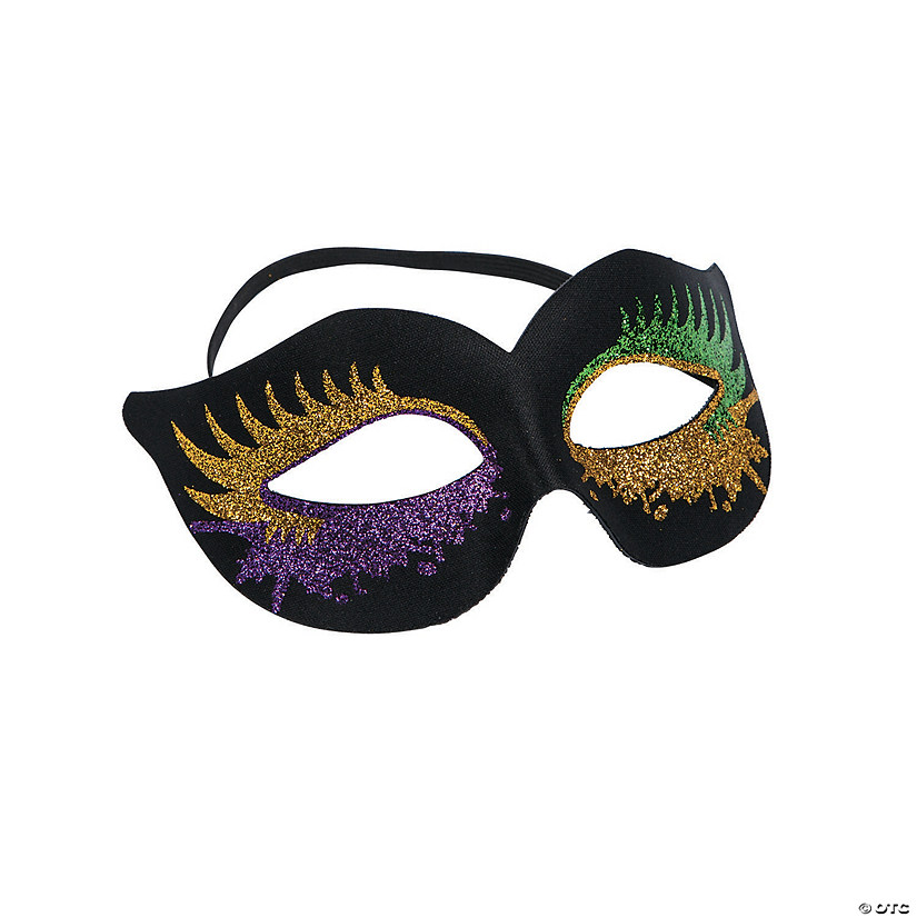 Black Masks with Glitter Bursts - 12 Pc. Image