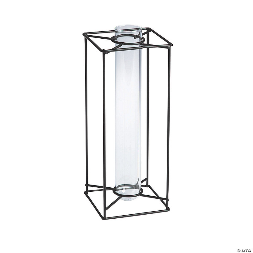Black Metal Framed Glass Bud Vase Image