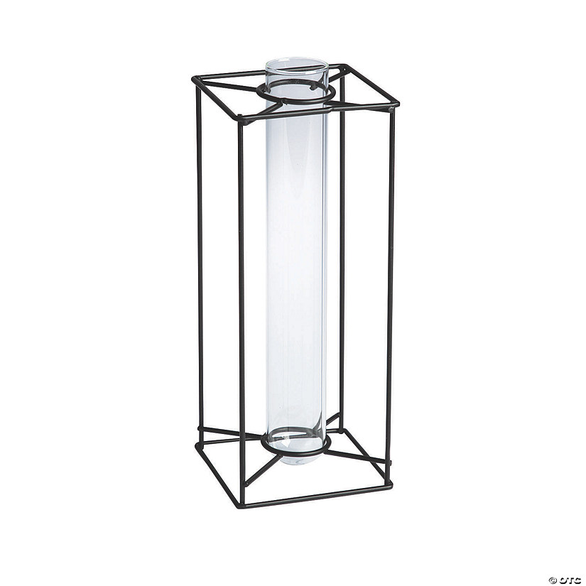 Black Metal Framed Glass Bud Vase Oriental Trading