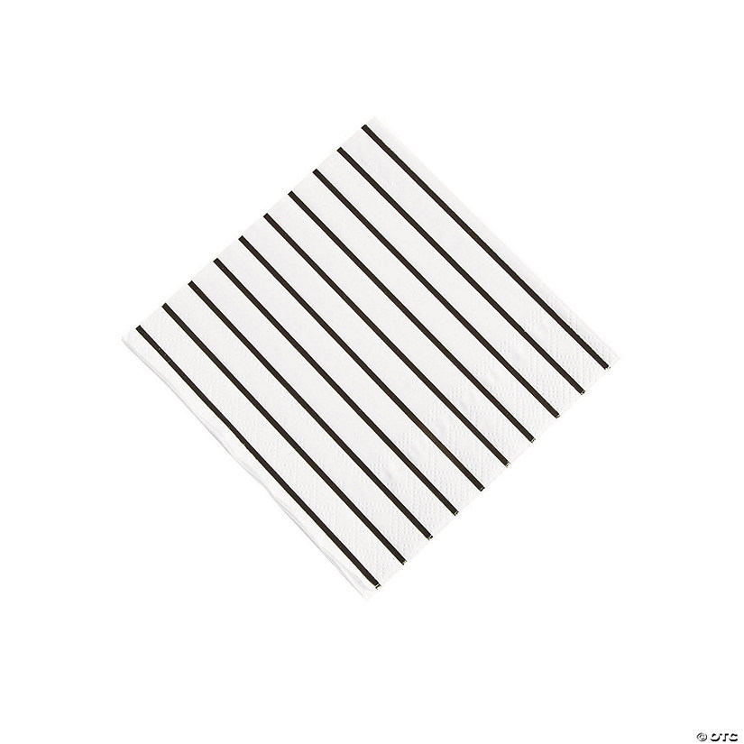 Black Metallic Stripe Beverage Napkins - 32 Pc. Image