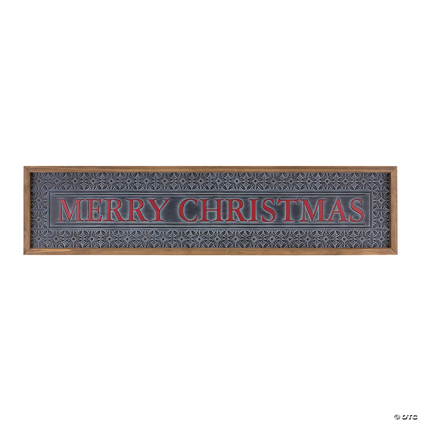 Black Ornate Metal Merry Christmas Sign 34"L X 8"H Metal/Wood Image