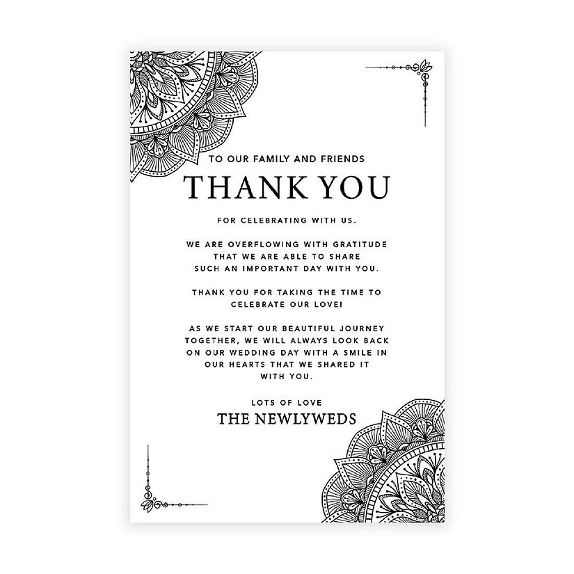 Black Ornate TY Card 4x6IN 56PC Image