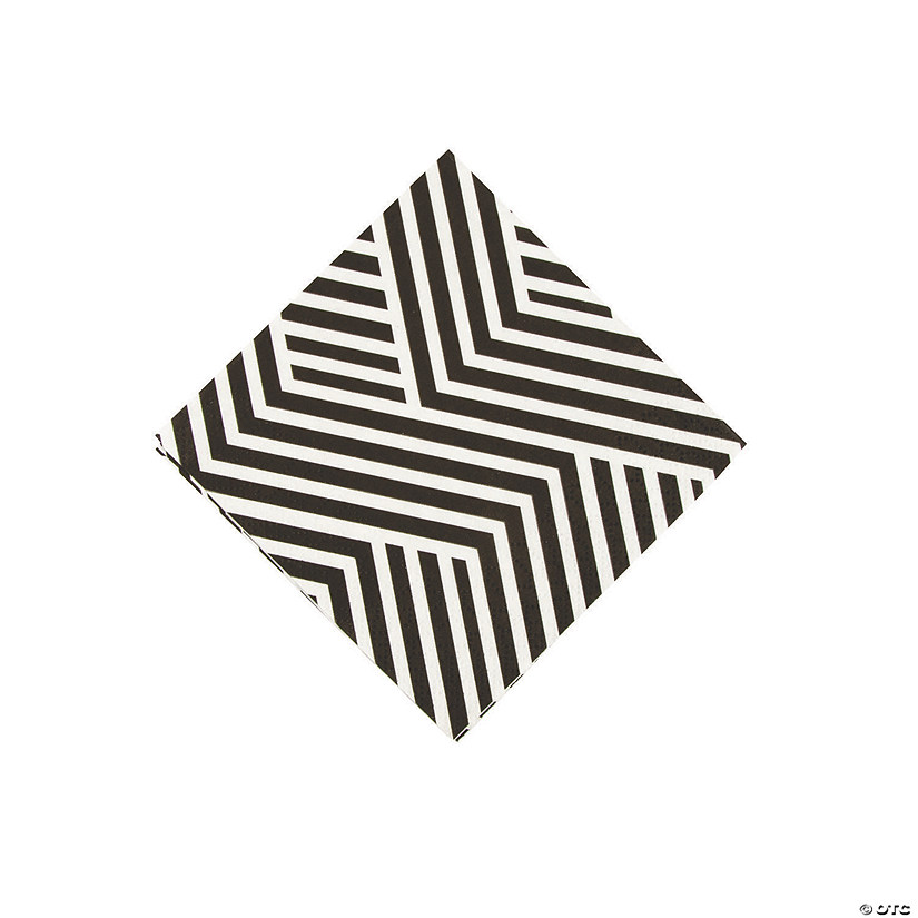 Black Overlapping Chevrons Beverage Napkins Oriental Trading