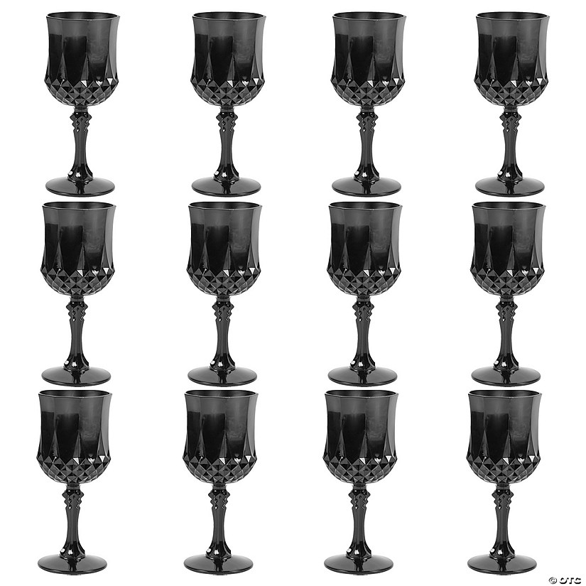 Black Patterned Plastic Wine Glasses 12 Ct. Oriental Trading