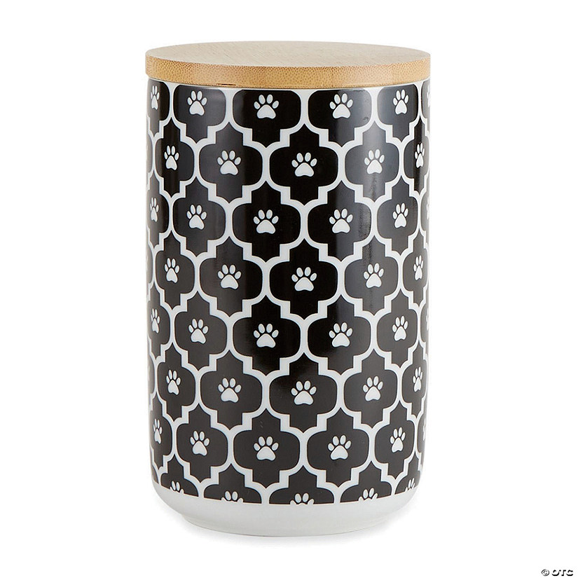 Black Paw Lattice Print Ceramic Treat Canister Image