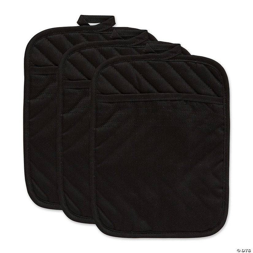 Black Quilted Potholder Set/3 Image