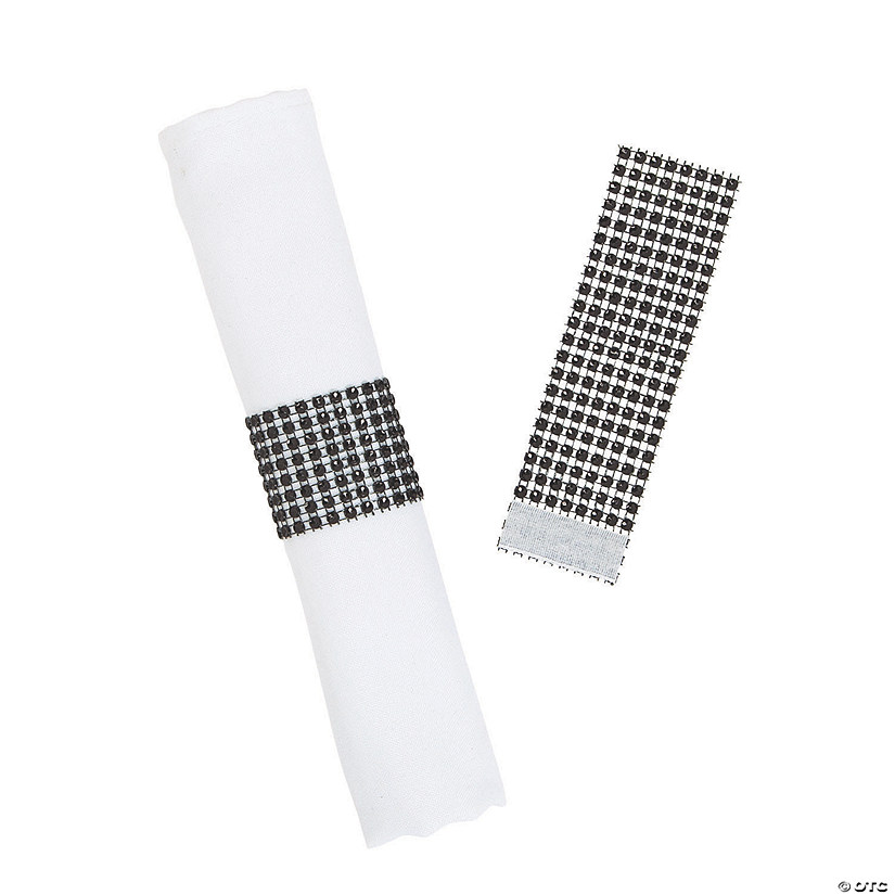 Black Rhinestone Napkin Rings Image