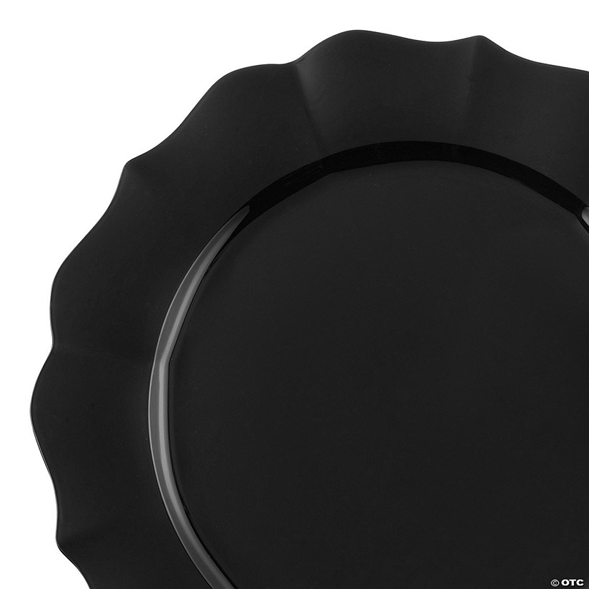Black Round Lotus Plastic Dinner Plates (10.25") 120 Plates Oriental Trading