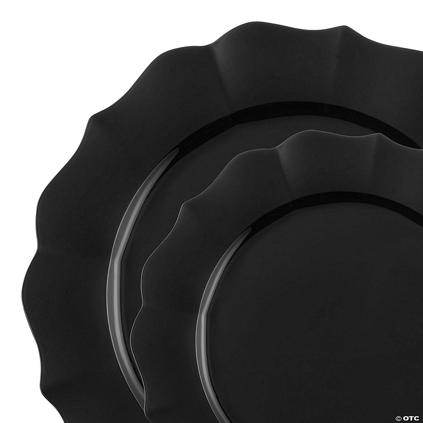 Black Round Lotus Plastic Dinnerware Value Set - (120 Settings) Image