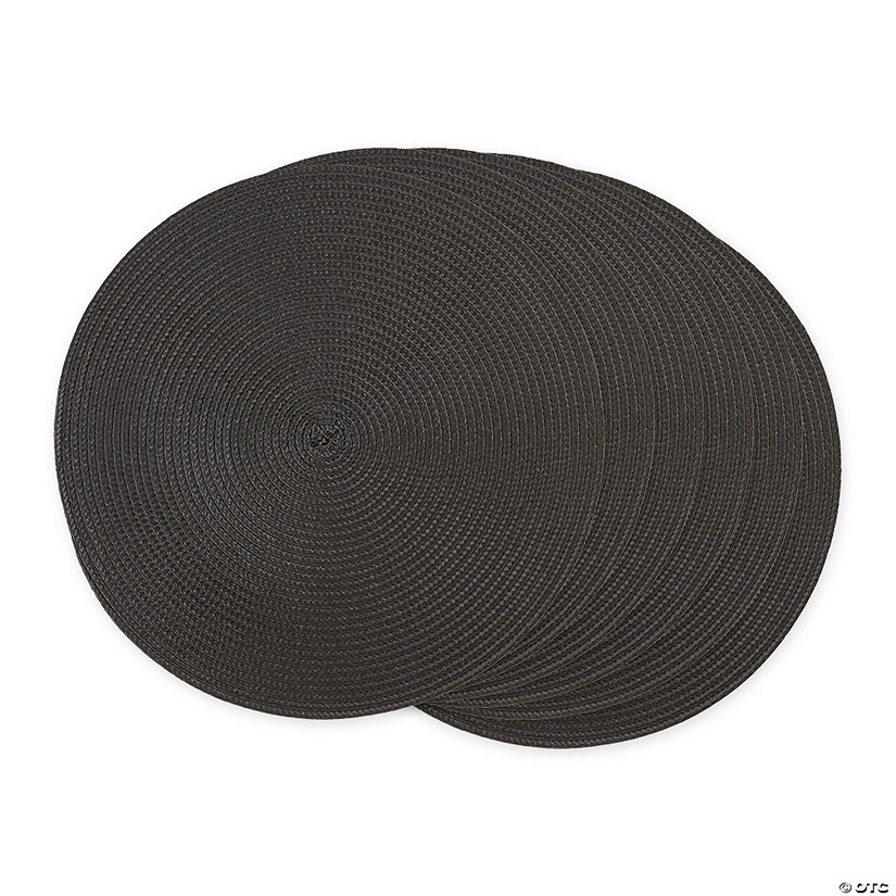 Black Round Polypropylene Woven Placemat (Set Of 6) Image