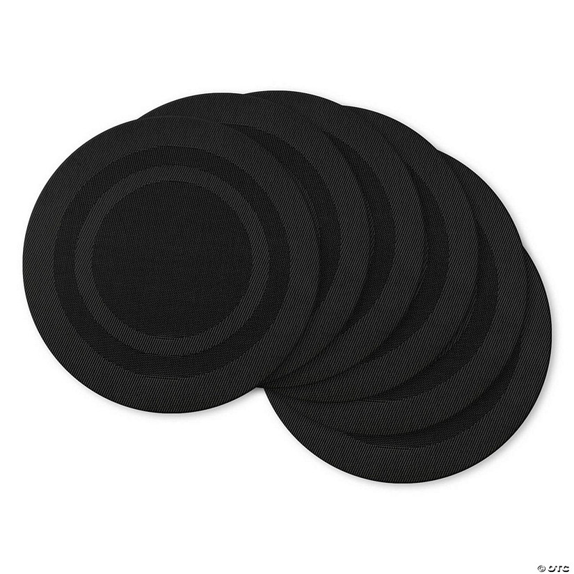Black Round Pvc Doubleframe Placemat (Set Of 6) Image