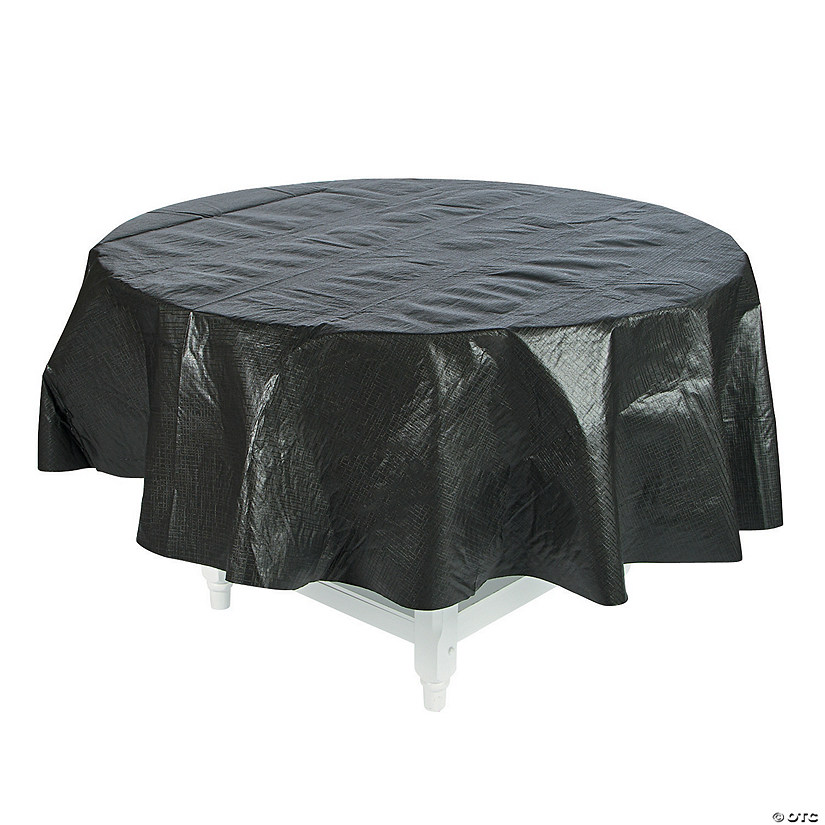 Black Round Vinyl Tablecloth with Flannel Back Discontinued