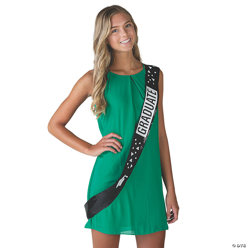 Black Sequin Graduate Sash Oriental Trading