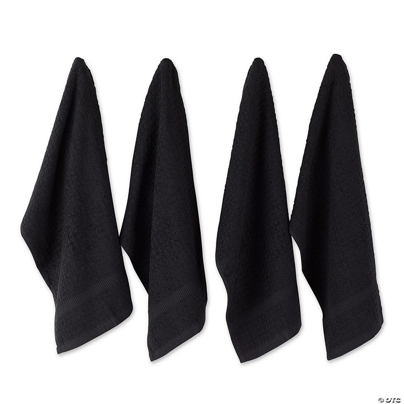 Black Solid Waffle Dishtowel (Set Of 4) Image