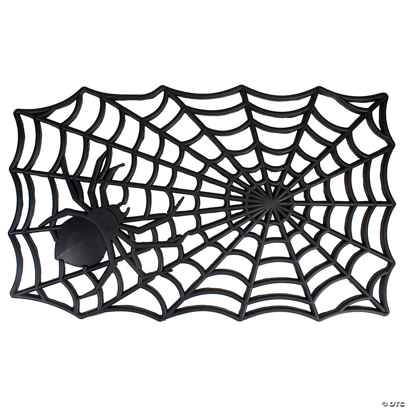 Black Spider Web Rectangular Halloween Doormat 18" x 30" Image