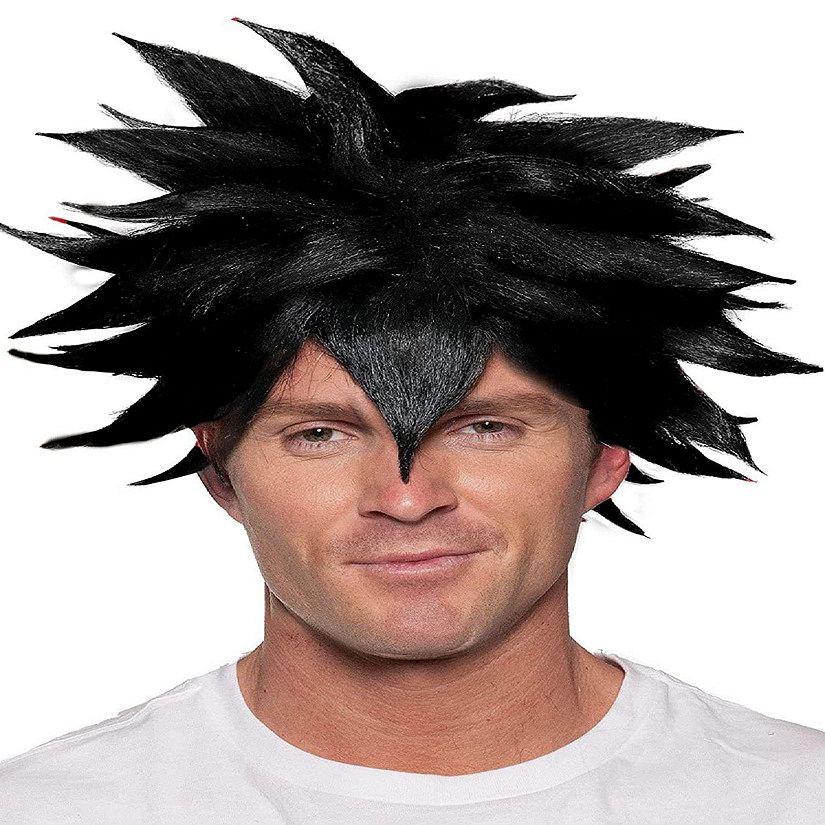 Black Spiky Crunchyroll Anime Adult Costume Wig  One Size Image