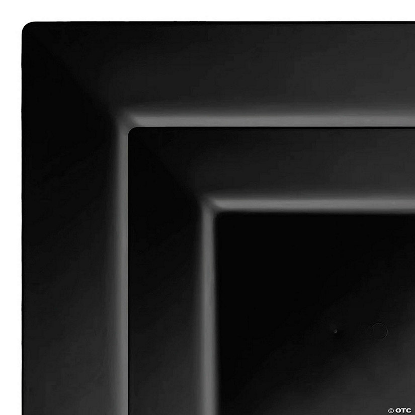 Black Square Plastic Plates Dinnerware Value Set - 20 Dinner Plates + 20 Salad Plates Image